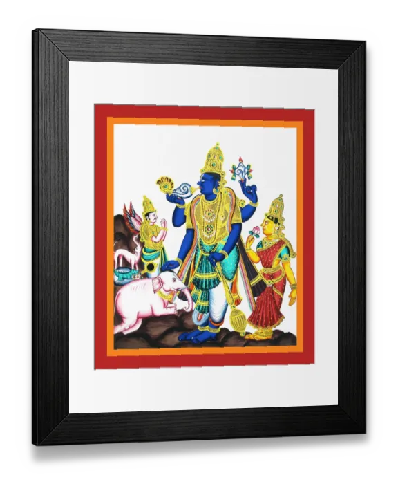 Framed Print : Vishnu holds a decorated shankha Framed Print : Vishnu holds a decorated shankha