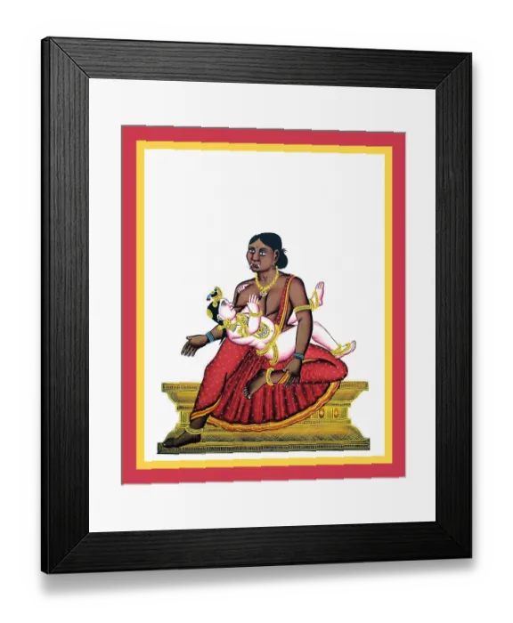 Framed Print : Dark-hued Butaki nursing Krishna Framed Print : Dark-hued Butaki nursing Krishna