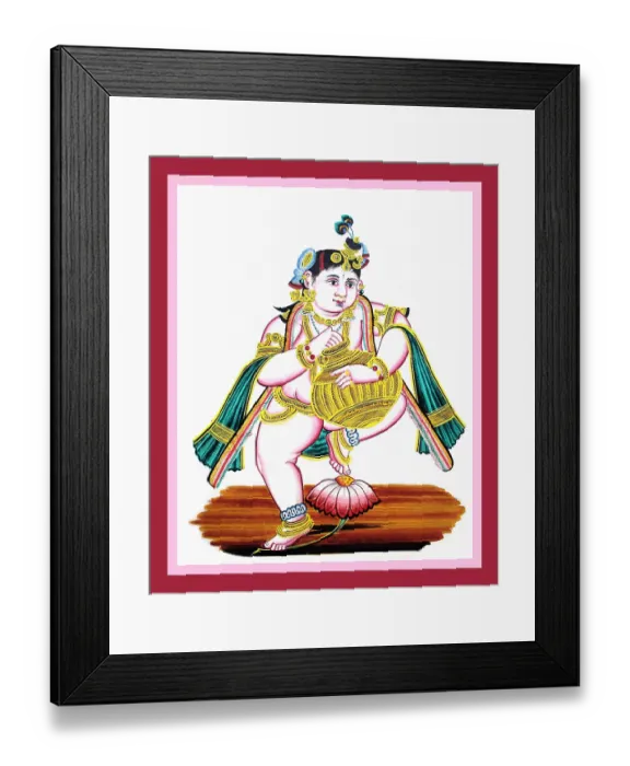 Framed Print : Krishna dancing with his right foot on the ground Framed Print : Krishna dancing with his right foot on the ground