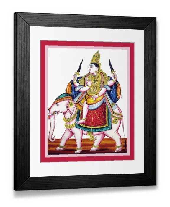 Framed Print : Indra, Guardian of the South East, riding an Elephant Framed Print : Indra, Guardian of the South East, riding an Elephant