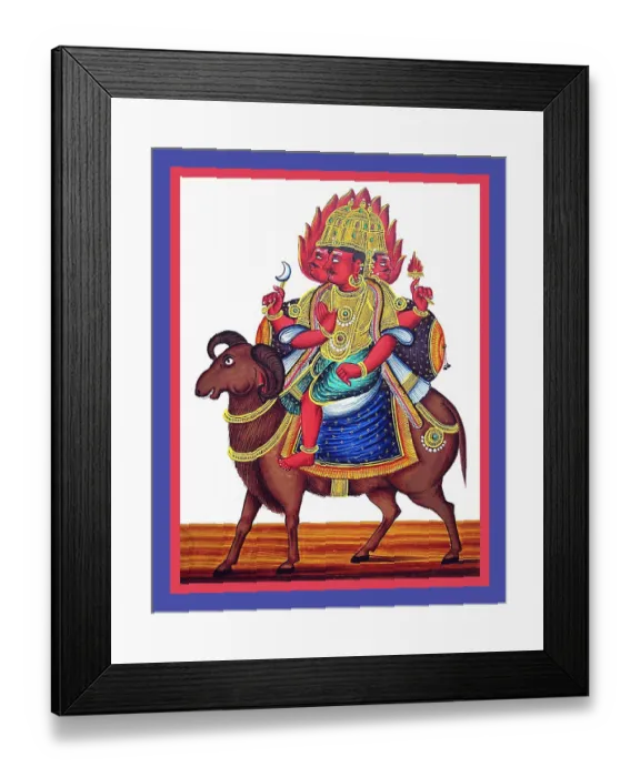 Framed Print : Agni rides on his Caparisoned and bejeweled vahana Framed Print : Agni rides on his Caparisoned and bejeweled vahana