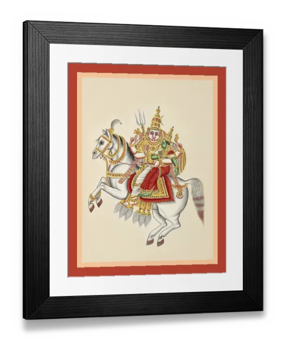 Framed Print : Khanderao and his consort Mhalsa ride a white horse Framed Print : Khanderao and his consort Mhalsa ride a white horse