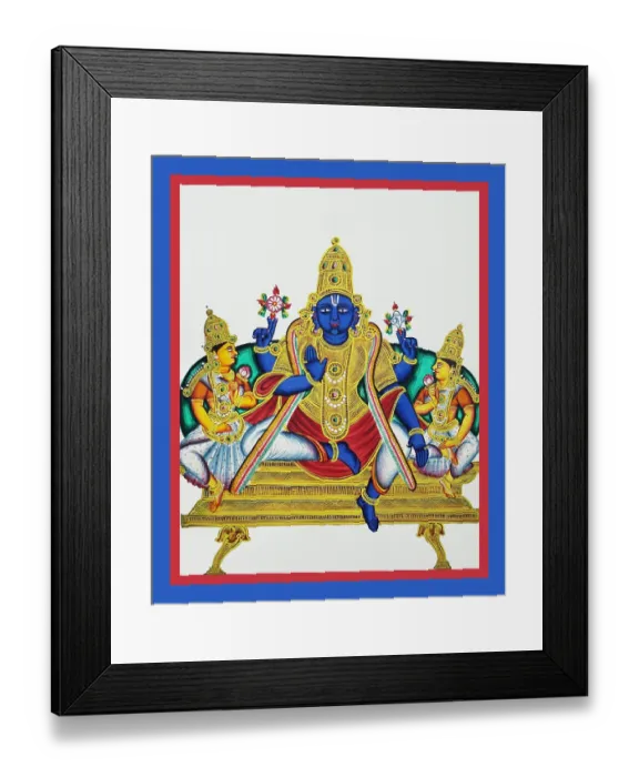 Framed Print : Four-armed Vishnu sits in lalitasana Framed Print : Four-armed Vishnu sits in lalitasana