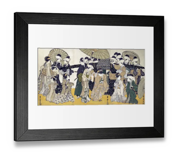 Framed Print : Famous Beauty escorted by women of different rank Framed Print : Famous Beauty escorted by women of different rank