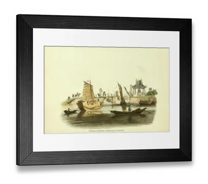 Framed Print : Vessels Passing through a Sluice Framed Print : Vessels Passing through a Sluice