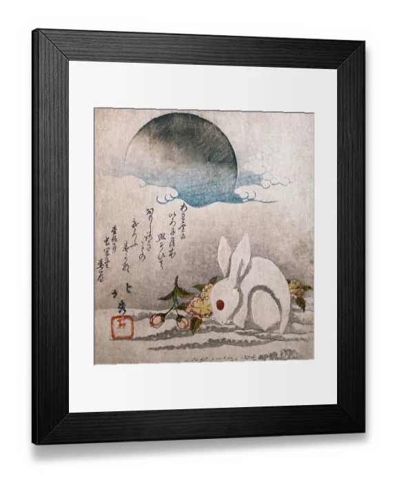 Framed Print : Moon with White Hare in the snow Framed Print : Moon with White Hare in the snow
