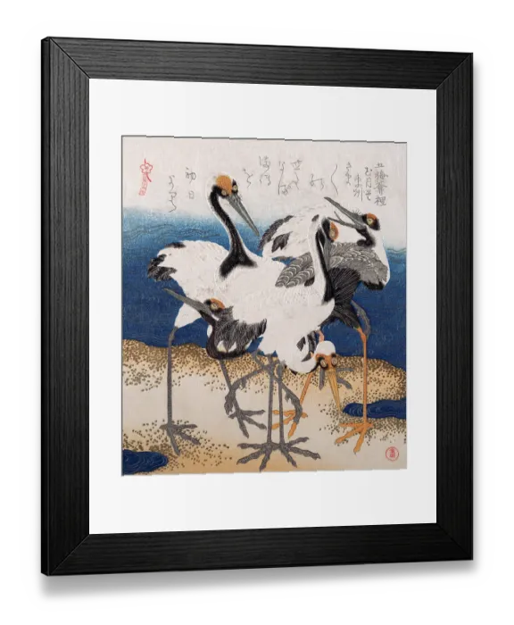 Framed Print : Five Cranes at the Water's edge Framed Print : Five Cranes at the Water's edge