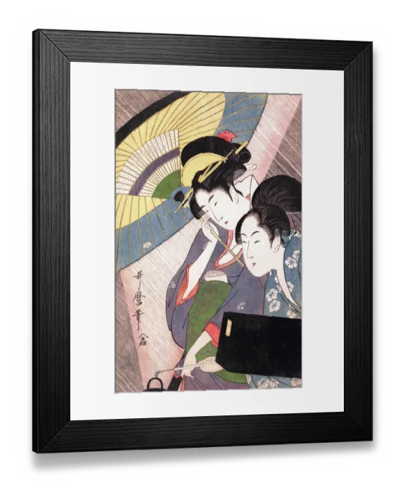 Framed Print : Two Women under an umbrella Framed Print : Two Women under an umbrella