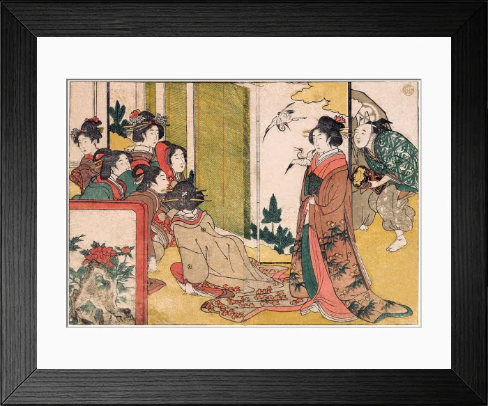 Framed Print : Girls entertained by performers Framed Print : Girls entertained by performers