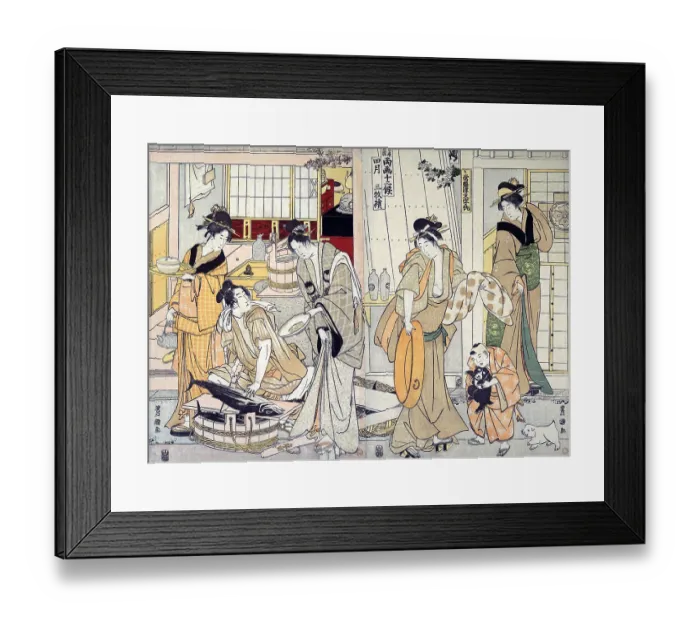 Framed Print : Kitchen with women preparing fresh caught fish Framed Print : Kitchen with women preparing fresh caught fish