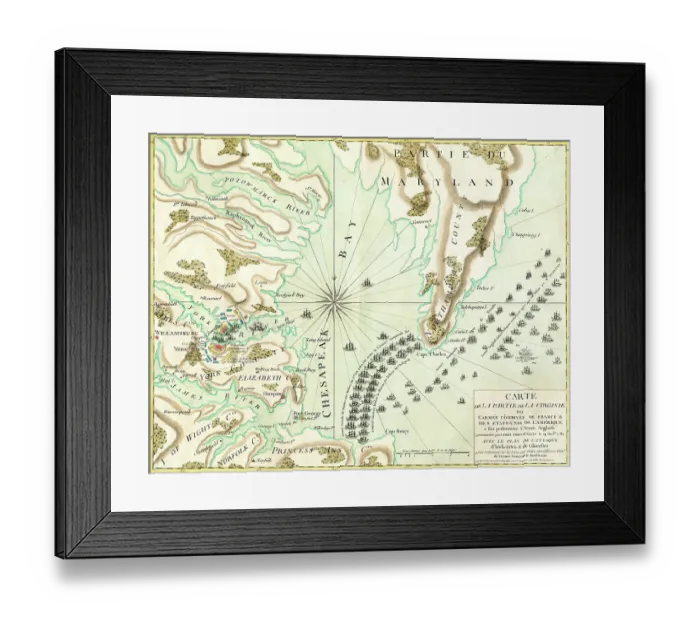Framed Print : Map of the Surrender at Yorktown Framed Print : Map of the Surrender at Yorktown