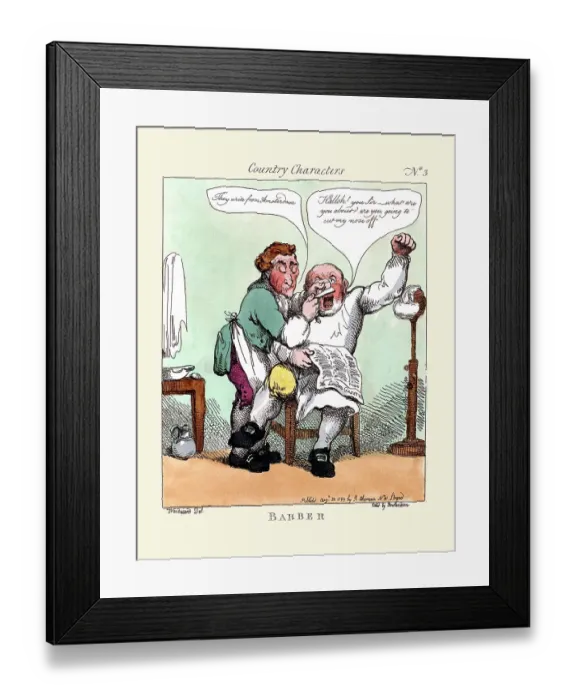 Framed Print : Country characters no. 3: Barber Framed Print : Country characters no. 3: Barber