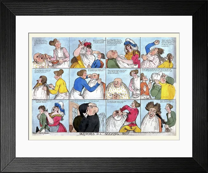 Framed Print : Sketches in a Shaving Shop Framed Print : Sketches in a Shaving Shop
