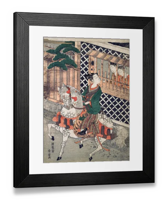 Framed Print : Young warrior flirting with two Young Girls Framed Print : Young warrior flirting with two Young Girls