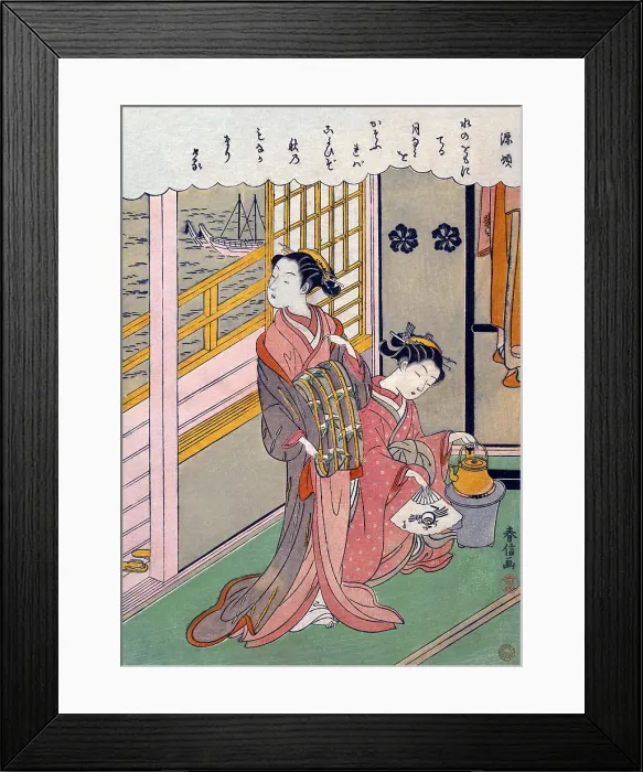 Framed Print : Waves by Moonlightlooking over the river by two women prparing tea from a kettle Framed Print : Waves by Moonlightlooking over the river by two women prparing tea from a kettle