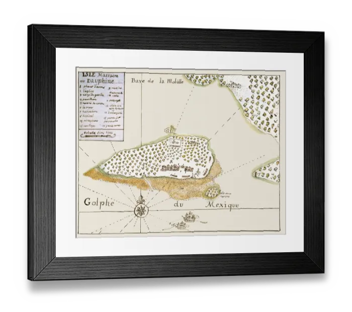 Framed Print : French settlement at Dauphin Island Framed Print : French settlement at Dauphin Island