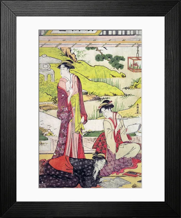 Framed Print : Three Women pursuing Literary pursuits