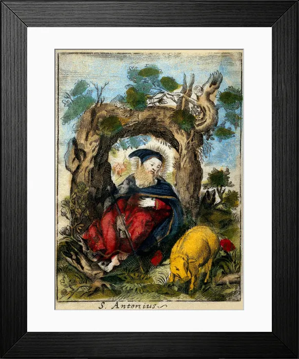 Framed Print : Saint Antony Abbot with a pig Framed Print : Saint Antony Abbot with a pig
