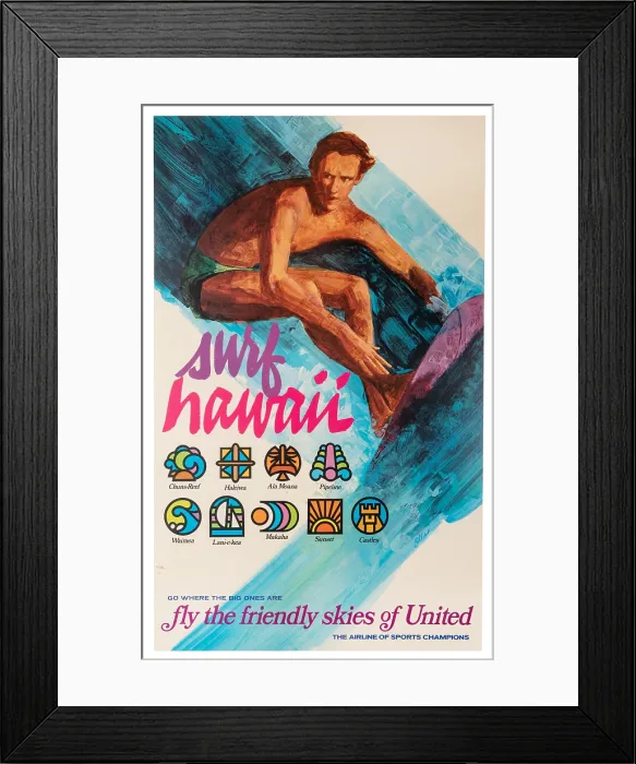 Framed Print : United Surf Hawaii Poster Framed Print : United Surf Hawaii Poster