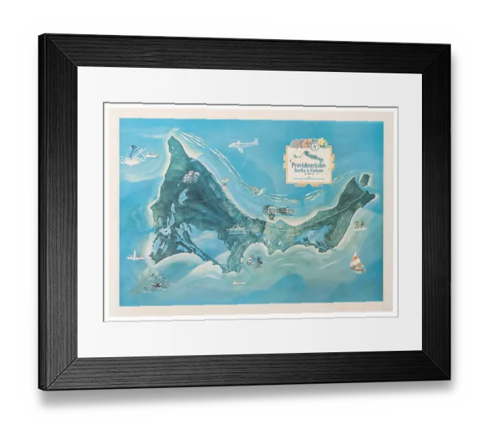 Framed Print : Turks And Caicos Map Poster Framed Print : Turks And Caicos Map Poster