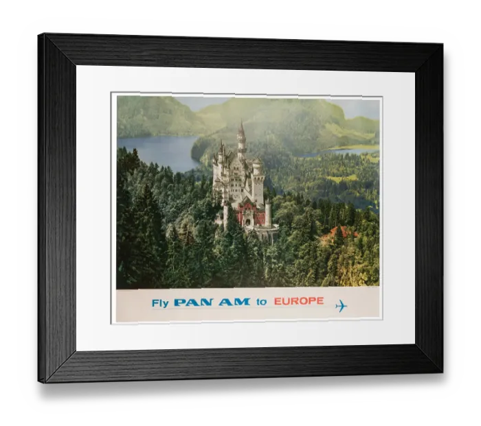 Framed Print : Pan Am Bavarian Castle Poster Framed Print : Pan Am Bavarian Castle Poster