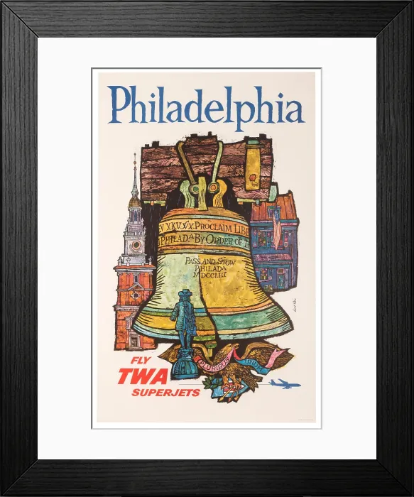 Framed Print : Fly TWA Philadelphia Poster Framed Print : Fly TWA Philadelphia Poster