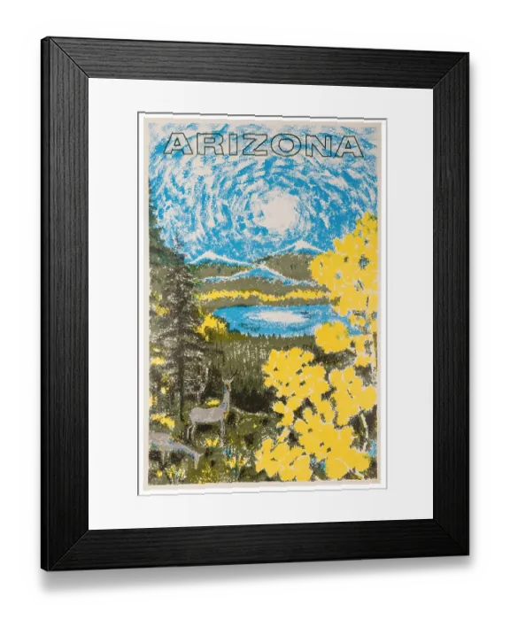 Framed Print : Arizona Deer Travel Poster Framed Print : Arizona Deer Travel Poster