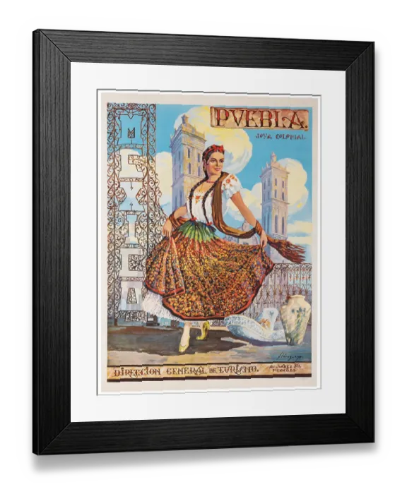 Framed Print : Puebla Colonial Jewel Poster Framed Print : Puebla Colonial Jewel Poster