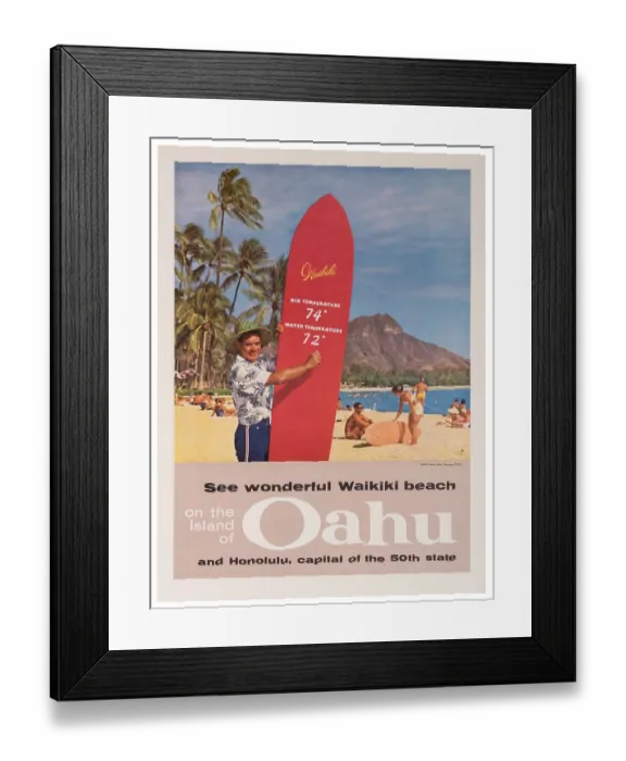 Framed Print : Oahu And Waikiki Beach Framed Print : Oahu And Waikiki Beach