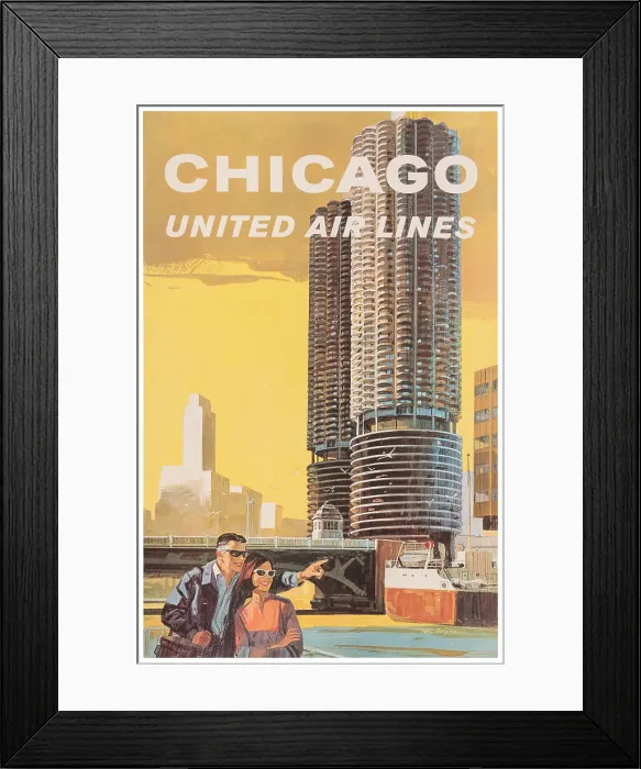 Framed Print : Chicago United Airlines Poster Framed Print : Chicago United Airlines Poster