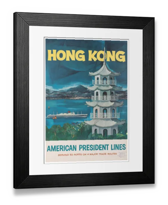 Framed Print : Hong Kong Travel Poster Framed Print : Hong Kong Travel Poster