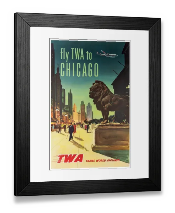 Framed Print : Fly TWA Chicago Poster Framed Print : Fly TWA Chicago Poster