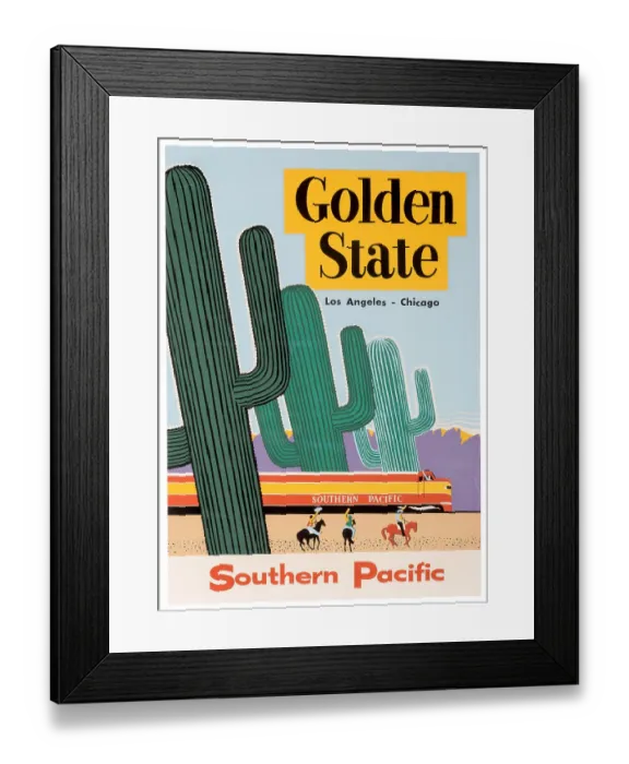 Framed Print : Golden State Railway Poster Framed Print : Golden State Railway Poster