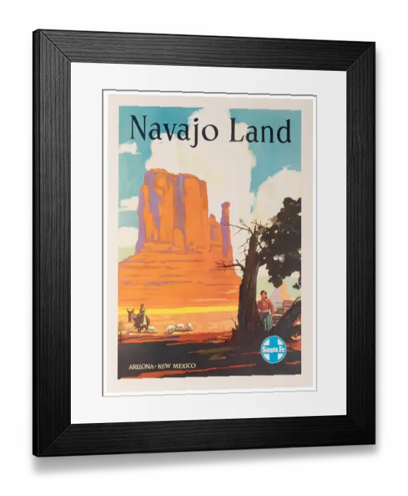 Framed Print : Santa Fe Navajo Land Poster Framed Print : Santa Fe Navajo Land Poster