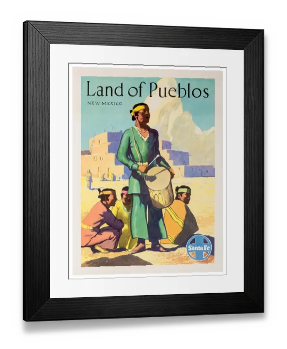 Framed Print : Santa Fe Pueblo Poster Framed Print : Santa Fe Pueblo Poster