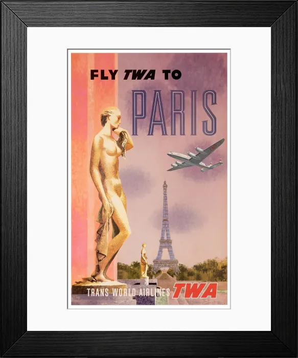 Framed Print : Fly TWA To Paris Poster Framed Print : Fly TWA To Paris Poster