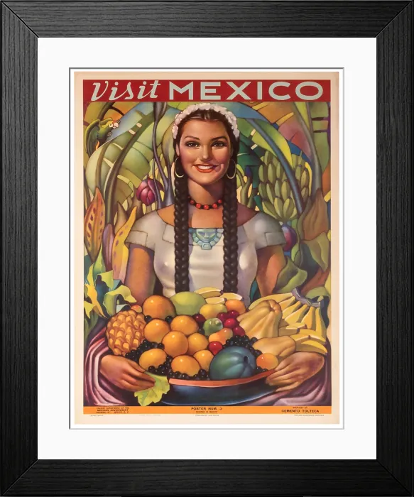 Framed Print : Mexican Fruit Bowl Girl Poster Framed Print : Mexican Fruit Bowl Girl Poster