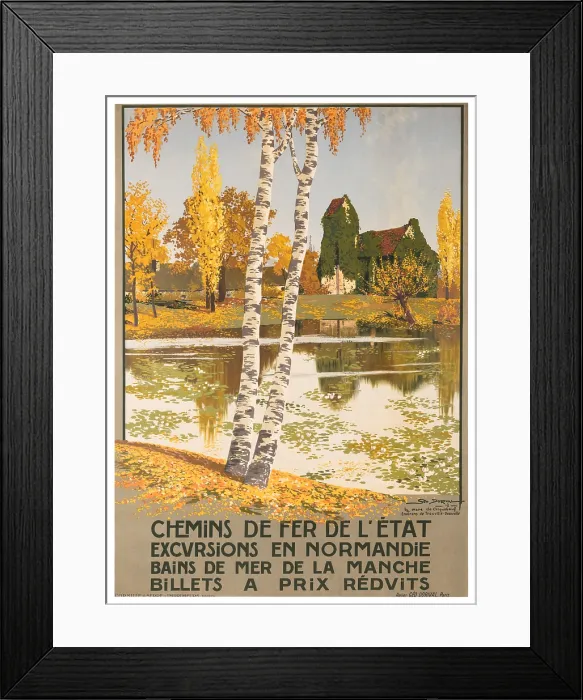 Framed Print : Rural Normandy Travel Poster Framed Print : Rural Normandy Travel Poster