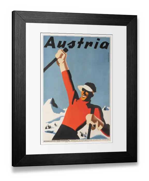 Framed Print : Happy Austrian Skier Poster Framed Print : Happy Austrian Skier Poster