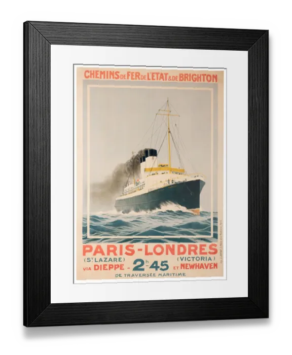 Framed Print : Paris To London Ship Poster Framed Print : Paris To London Ship Poster