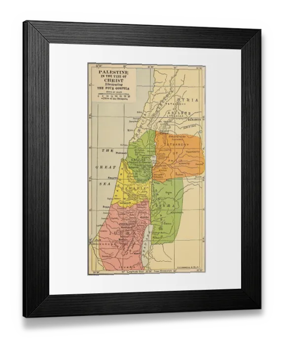 Framed Print : Map Of Early Christian Palestine