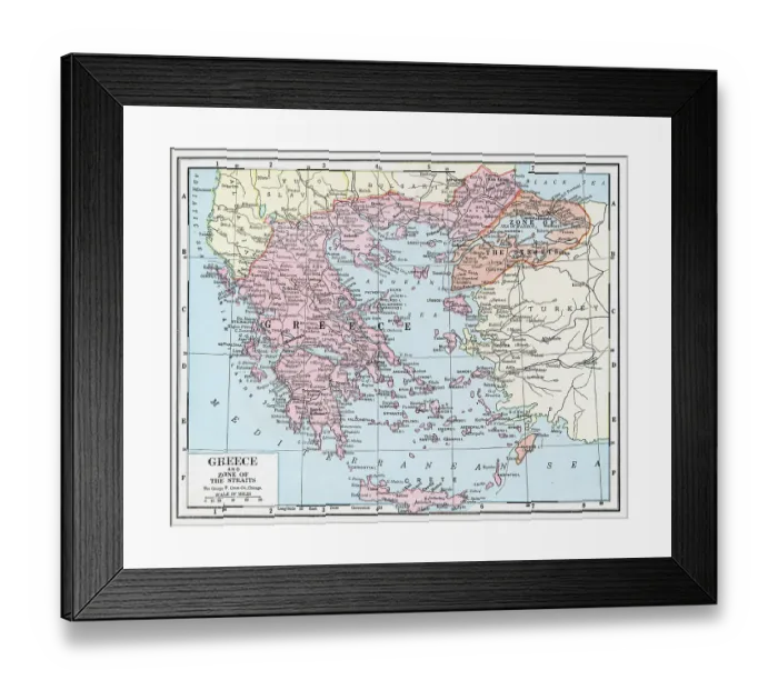 Framed Print : Map Of Greece Framed Print : Map Of Greece