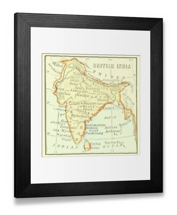 Framed Print : Map Of British India Framed Print : Map Of British India