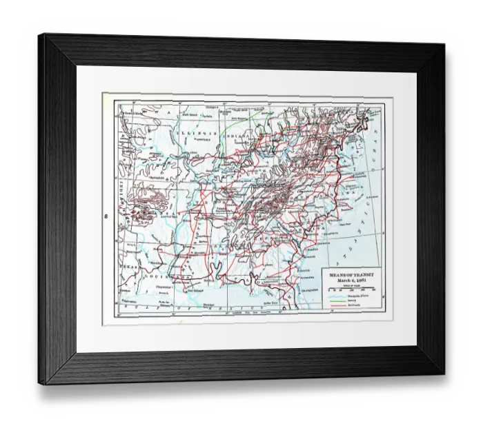 Framed Print : Means Of Transit In United States, March 4, 1861 Framed Print : Means Of Transit In United States, March 4, 1861