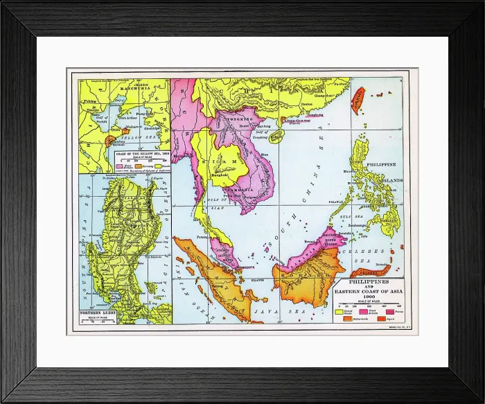 Framed Print : Philippines And Eastern Coast Of Asia, 1900 Framed Print : Philippines And Eastern Coast Of Asia, 1900
