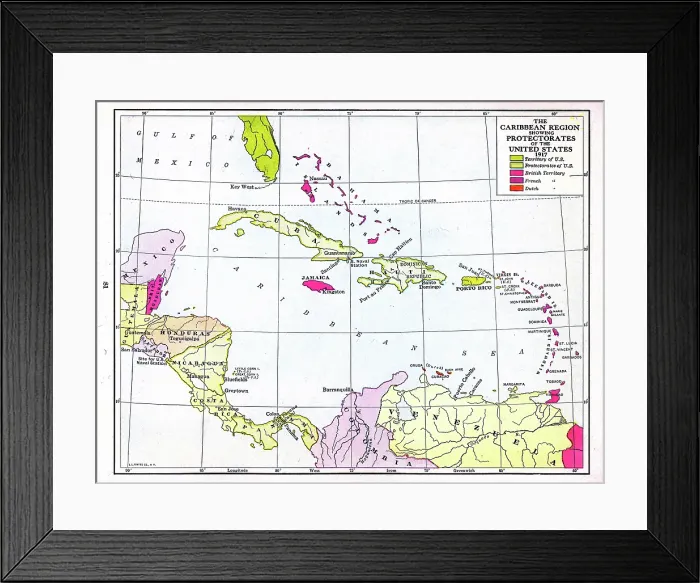 Framed Print : American Territories And Protectorates In The Caribbean Framed Print : American Territories And Protectorates In The Caribbean