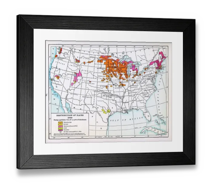 Framed Print : Distribution Of Races In The United States, 1900 Framed Print : Distribution Of Races In The United States, 1900