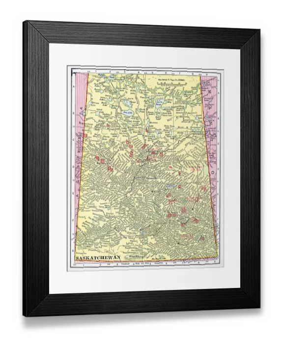Framed Print : Map Of Saskatchewan Framed Print : Map Of Saskatchewan