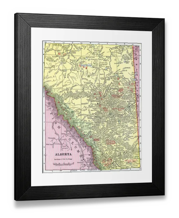 Framed Print : Map Of Alberta, Canada Framed Print : Map Of Alberta, Canada
