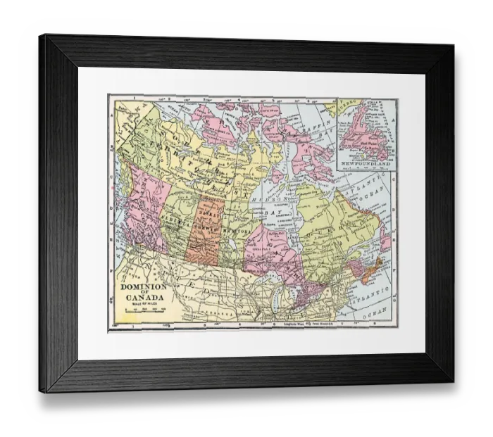 Framed Print : Map Of Canada And Her Provinces Framed Print : Map Of Canada And Her Provinces